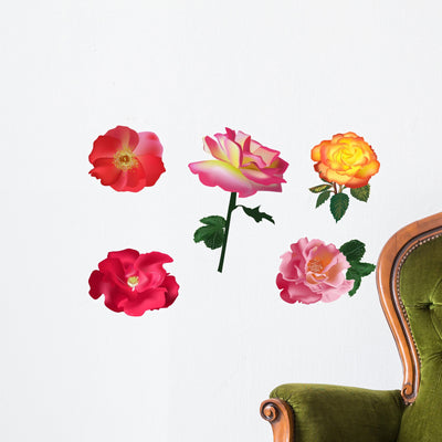 Collection Five Roses Wall Decal shown on a wall