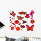Red Butterflies Flowers Wall Decal