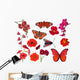 Red Butterflies Flowers Wall Decal