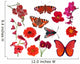 Red Butterflies Flowers Wall Decal