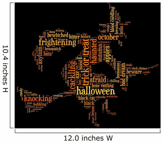 Halloween word cloud illustration in shape of witch Wall Mural