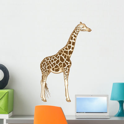 Giraffe Wall Decal shown on a wall
