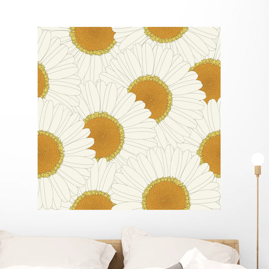 Chamomile Retro Seamless Pattern Wall Decal
