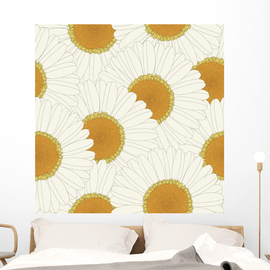 Chamomile Retro Seamless Pattern Wall Decal