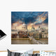 London. Beautiful aerial view of Millennium Bridge and St Paul C Wall Mural