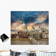 London. Beautiful aerial view of Millennium Bridge and St Paul C Wall Mural