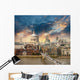 London. Beautiful aerial view of Millennium Bridge and St Paul C Wall Mural