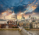 London. Beautiful aerial view of Millennium Bridge and St Paul C Wall Mural