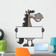 Grey Horse Cartoon Mascot Character Holding A Banner Wall Decal