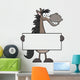 Grey Horse Cartoon Mascot Character Holding A Banner Wall Decal