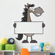 Grey Horse Cartoon Mascot Character Holding A Banner Wall Decal