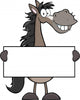 Grey Horse Cartoon Mascot Character Holding A Banner Wall Decal