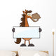 Horse Cartoon Mascot Character Holding A Banner Wall Decal