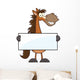 Horse Cartoon Mascot Character Holding A Banner Wall Decal