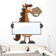 Horse Cartoon Mascot Character Holding A Banner Wall Decal