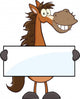 Horse Cartoon Mascot Character Holding A Banner Wall Decal