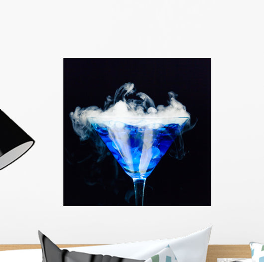 Blue Cocktail With Splash and Ice Vapor 