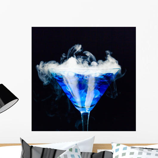 Blue Cocktail With Splash and Ice Vapor 