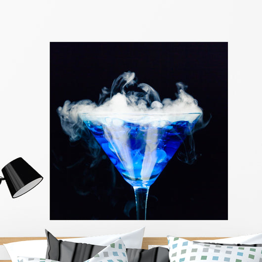 Blue Cocktail With Splash and Ice Vapor 