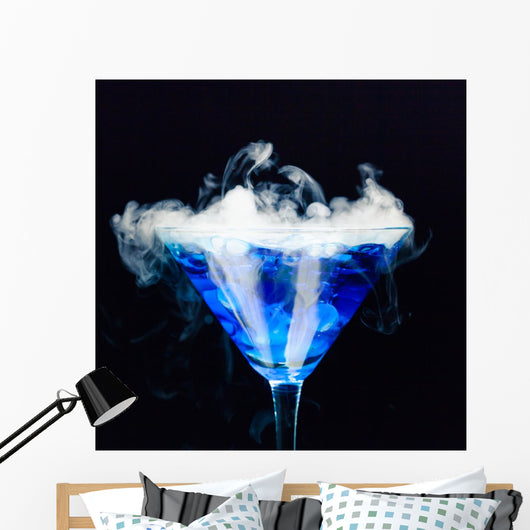 Blue Cocktail With Splash and Ice Vapor 