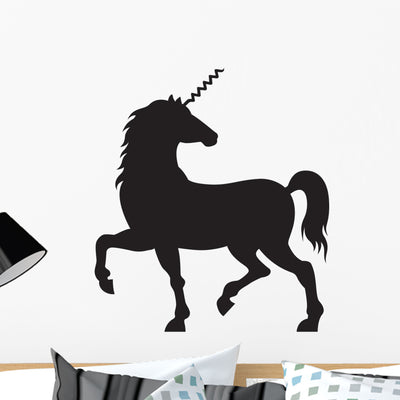 Corkscrew Unicorn Wall Decal shown on a wall
