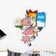 Cheerful Cow Holding Carton Wall Decal