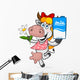 Cheerful Cow Holding Carton Wall Decal