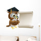 Owl With Scroll Document Wall Decal