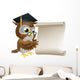 Owl With Scroll Document Wall Decal
