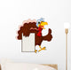 Funny Turkey Cartoon Posing with blank sign Wall Decal