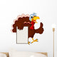 Funny Turkey Cartoon Posing with blank sign Wall Decal