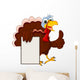 Funny Turkey Cartoon Posing with blank sign Wall Decal