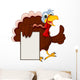 Funny Turkey Cartoon Posing with blank sign Wall Decal