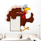 Funny Turkey Cartoon Posing with blank sign Wall Decal