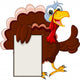 Funny Turkey Cartoon Posing with blank sign Wall Decal