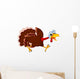 Funny Turkey Cartoon Running Wall Decal