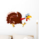 Funny Turkey Cartoon Running Wall Decal