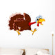 Funny Turkey Cartoon Running Wall Decal