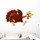 Funny Turkey Cartoon Running Wall Decal