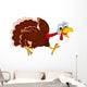 Funny Turkey Cartoon Running Wall Decal