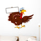 Funny Turkey Cartoon Posing with blank sign Wall Decal
