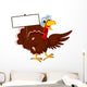 Funny Turkey Cartoon Posing with blank sign Wall Decal