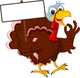 Funny Turkey Cartoon Posing with blank sign Wall Decal