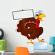 Funny Turkey Cartoon Posing with blank sign Wall Decal