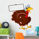 Funny Turkey Cartoon Posing with blank sign Wall Decal