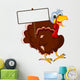Funny Turkey Cartoon Posing with blank sign Wall Decal