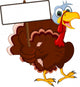 Funny Turkey Cartoon Posing with blank sign Wall Decal