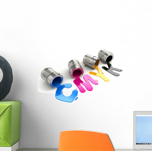 Spilled CMYK paint Wall Decal