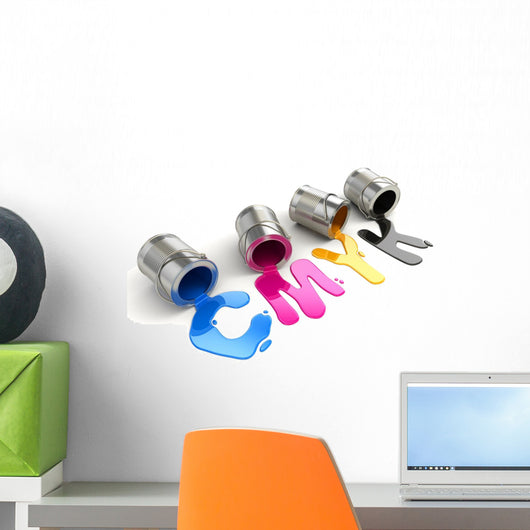 Spilled CMYK paint Wall Decal