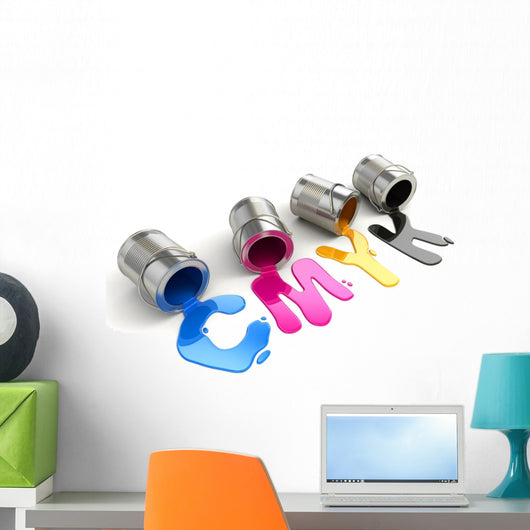 Spilled CMYK paint Wall Decal